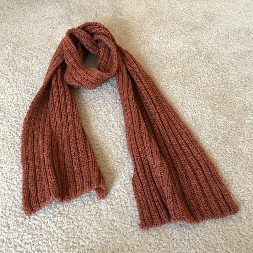 Orange cable knit scarf